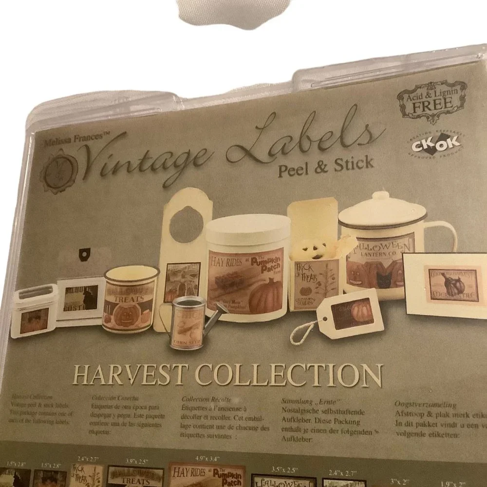 Melissa Frances Harvest Collection‎ Vintage Labels Peel Stick Halloween Fall NEW